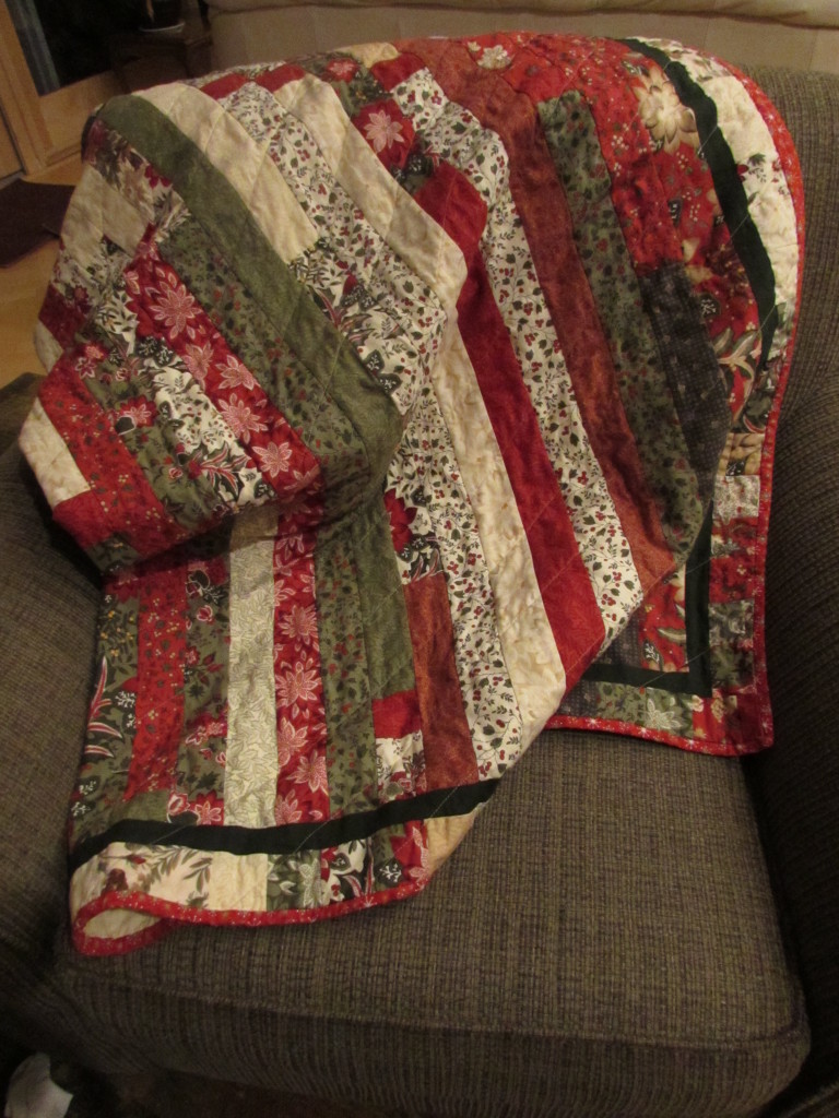 Christmas Quilt, Jelly Roll, for Mom and Dad; December 2014