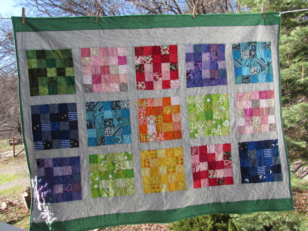 Rainbow Scrap Challenge 2014 Quilt; Finished January, 2015