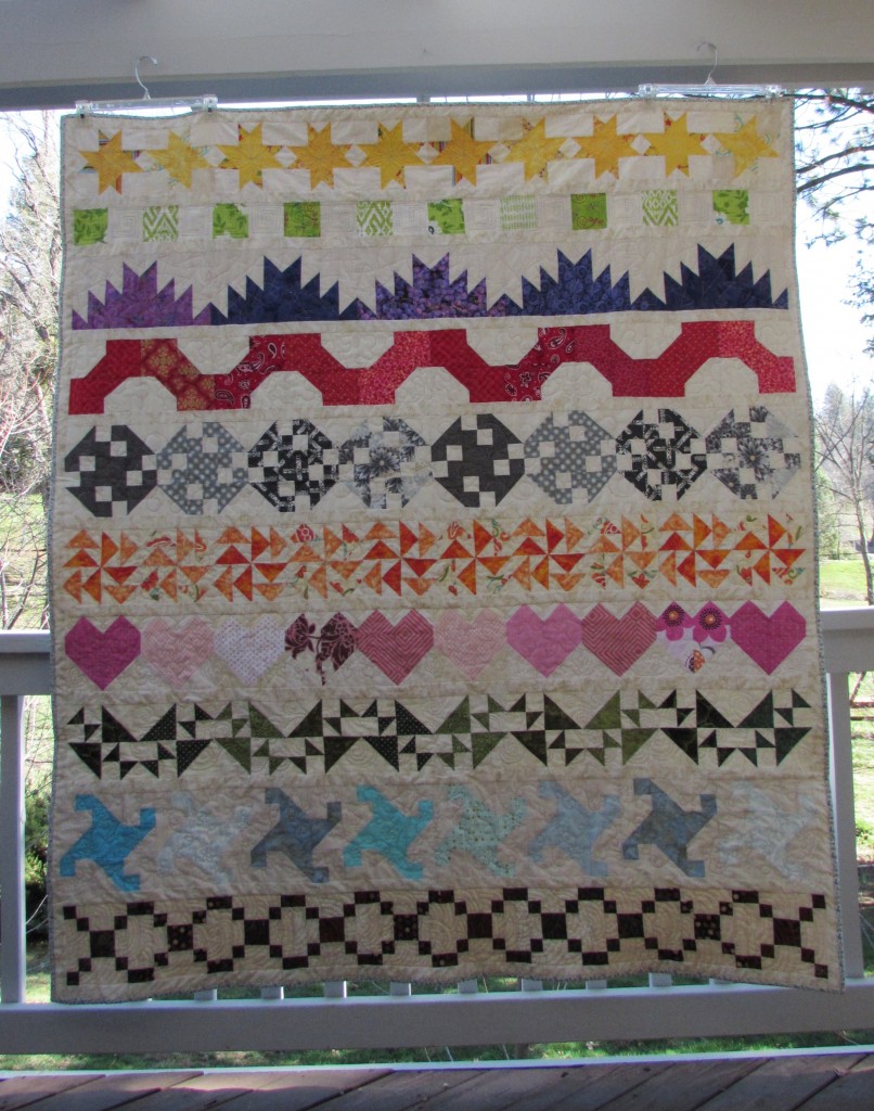 Rainbow Scrap Row Quilt, February 2016