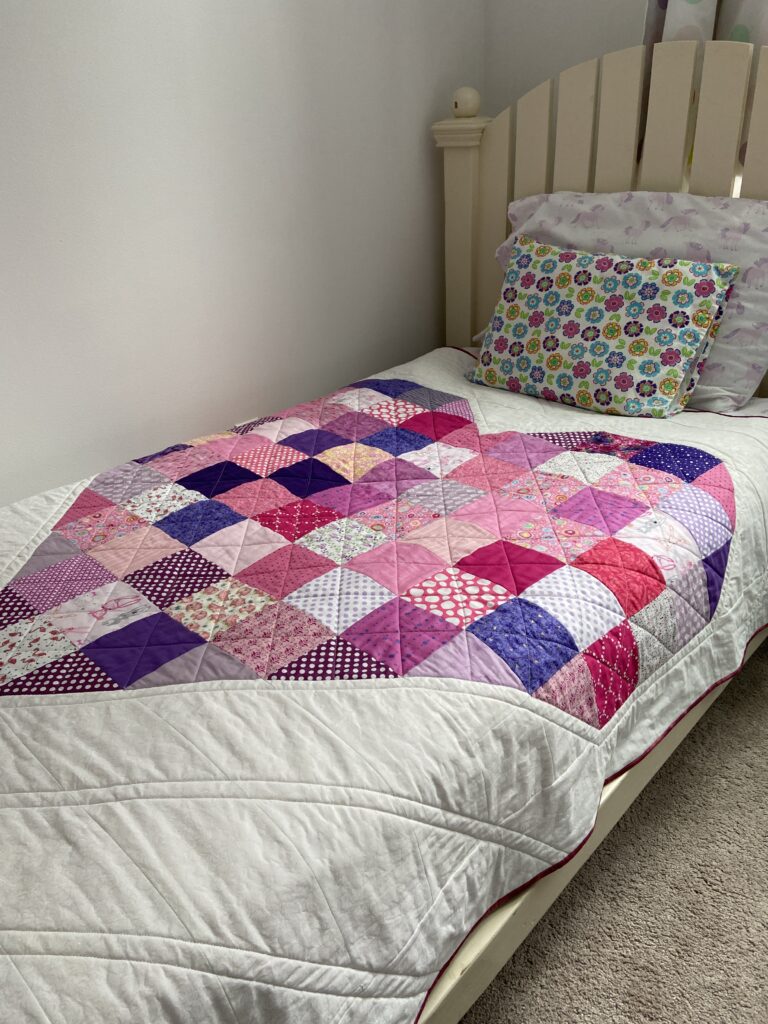 Twin Bed Heart Quilt;  February 2024